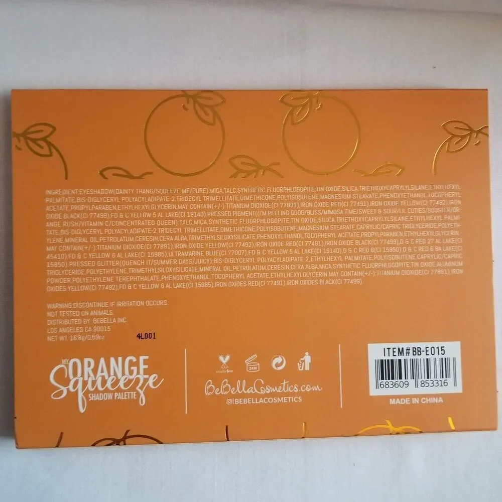 Be Bella Cosmetics - Orange Squeeze Eyeshadow Palette